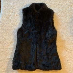 C.Wonder Black Faux Fur Vest XXS